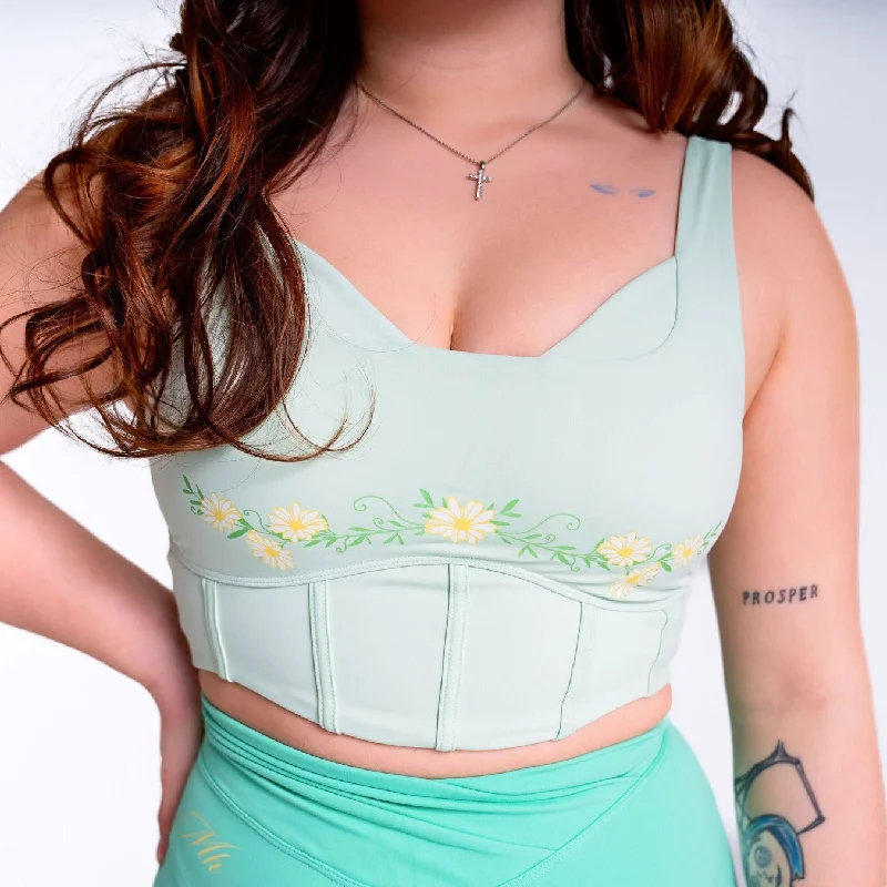 GREEN FLOWER- CORSET BRA TOP